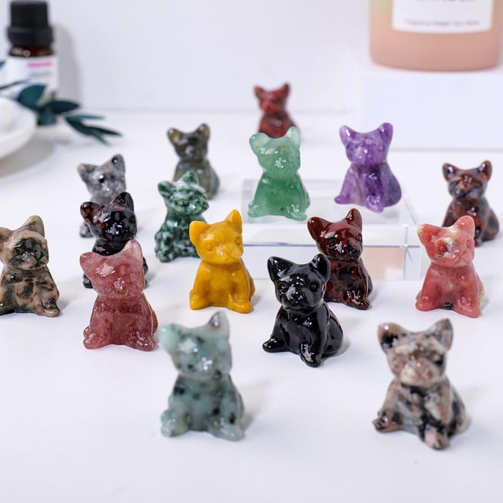French Bulldog Crystal Carving